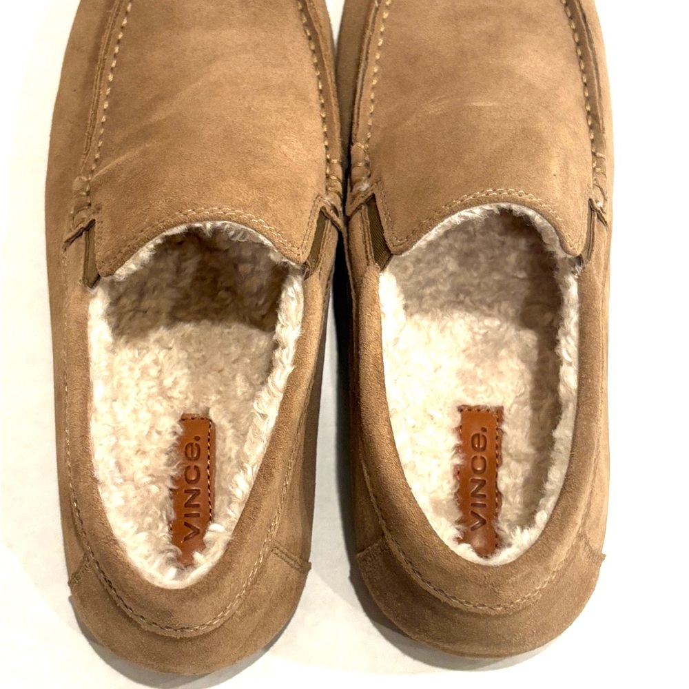 VINCE Men’s Tan Loafers NEW Suede Faux Fur 10 - Picture 2 of 6